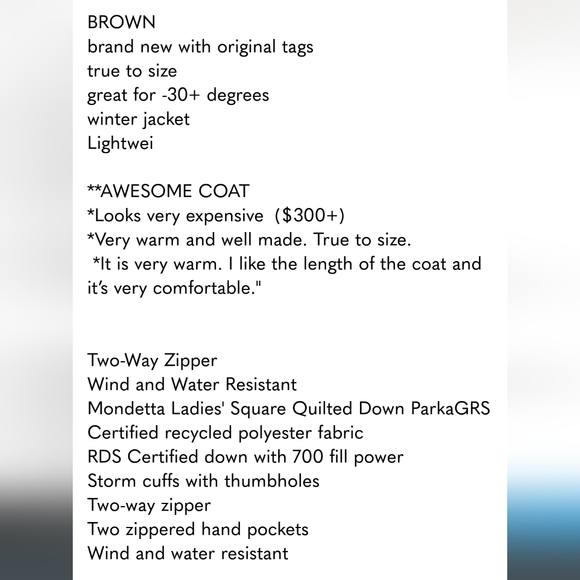 Mondetta Ladies Square Quilted Down Parka ~ brown nwt - Picture 11 of 13